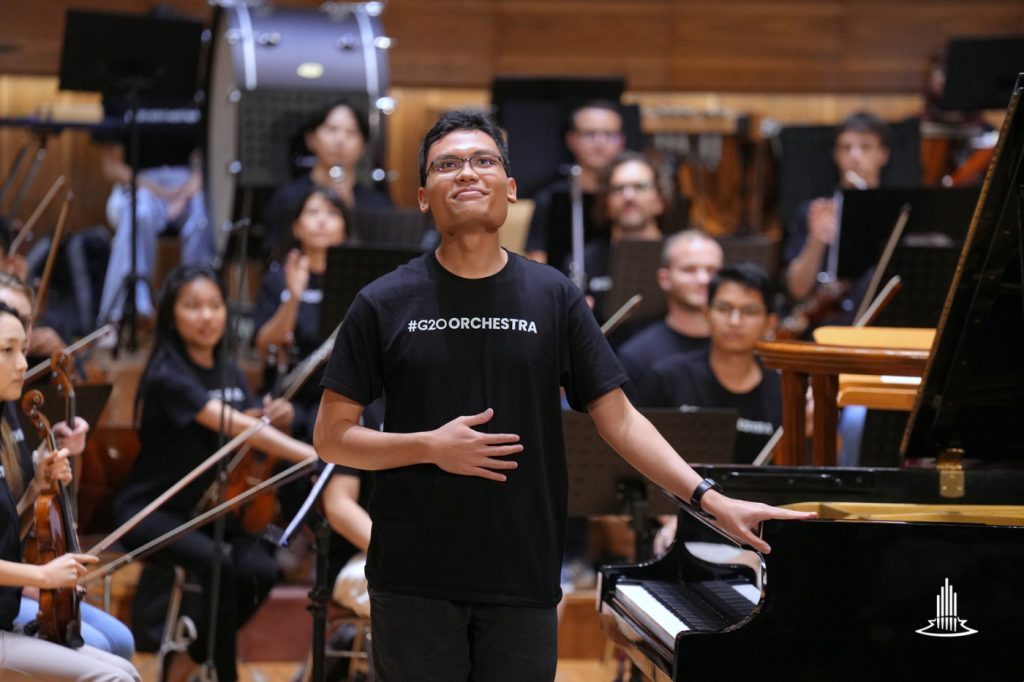 Calvin Abdiel saat Gladi Resik G20 Orchestra (Foto: Ananda Sukarlan)